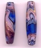 Amethyst, Blue, Abstract Long Tubes, 54x14mm